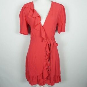 Privacy Please Coral wrap dress June in a medium
